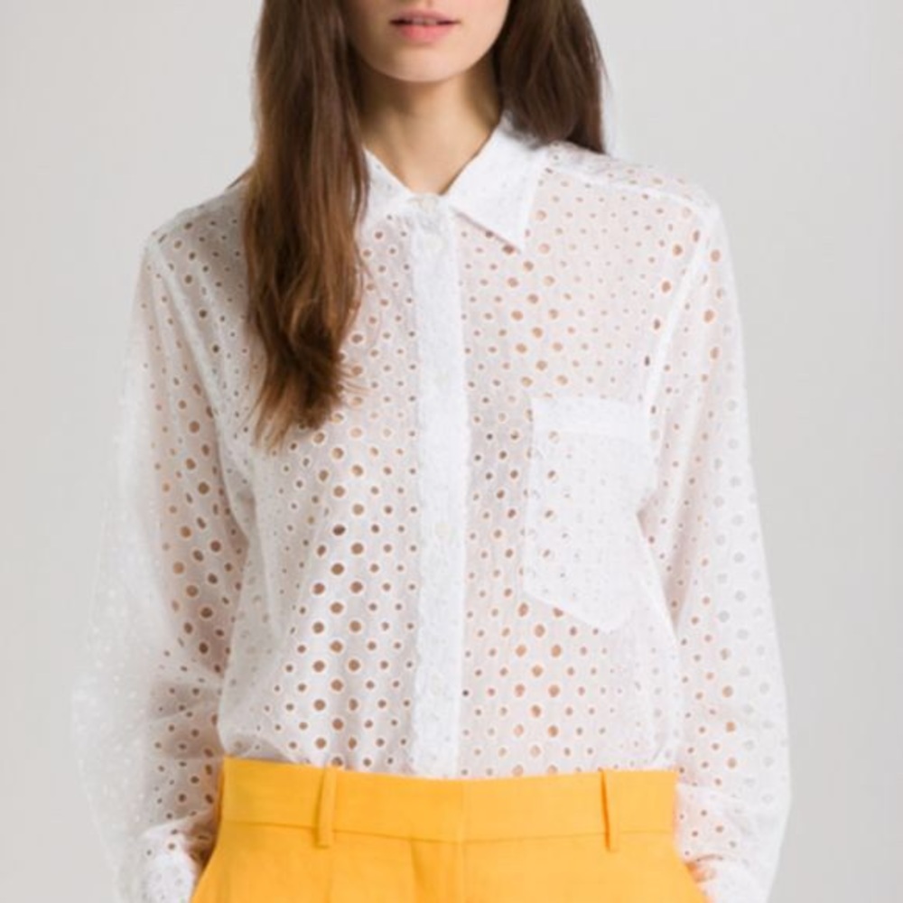 SANDRO colombe eyelet shirt ivory